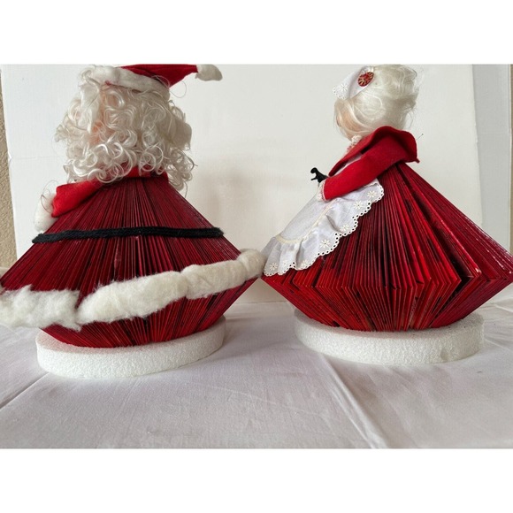 Vintage Santa Mrs Claus Figures Handmade Folded Magazine 13" Large Table Decor - Picture 13 of 13